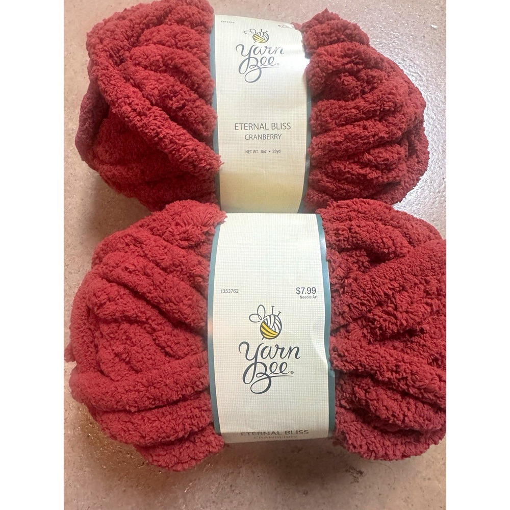 Yarn Bee Eternal Bliss Cranberry Chenille Jumbo Yarn 2 skeins